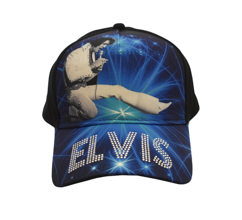 Elvis Cap - Blue With Rhinestones