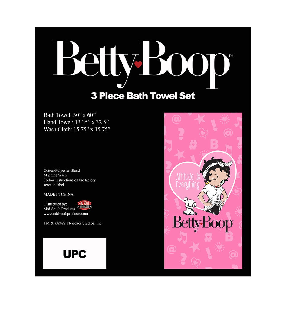 Betty Boop Bath Towel Set - Attitude - 3pc