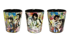 Elvis Shot Glass Colorful Collage
