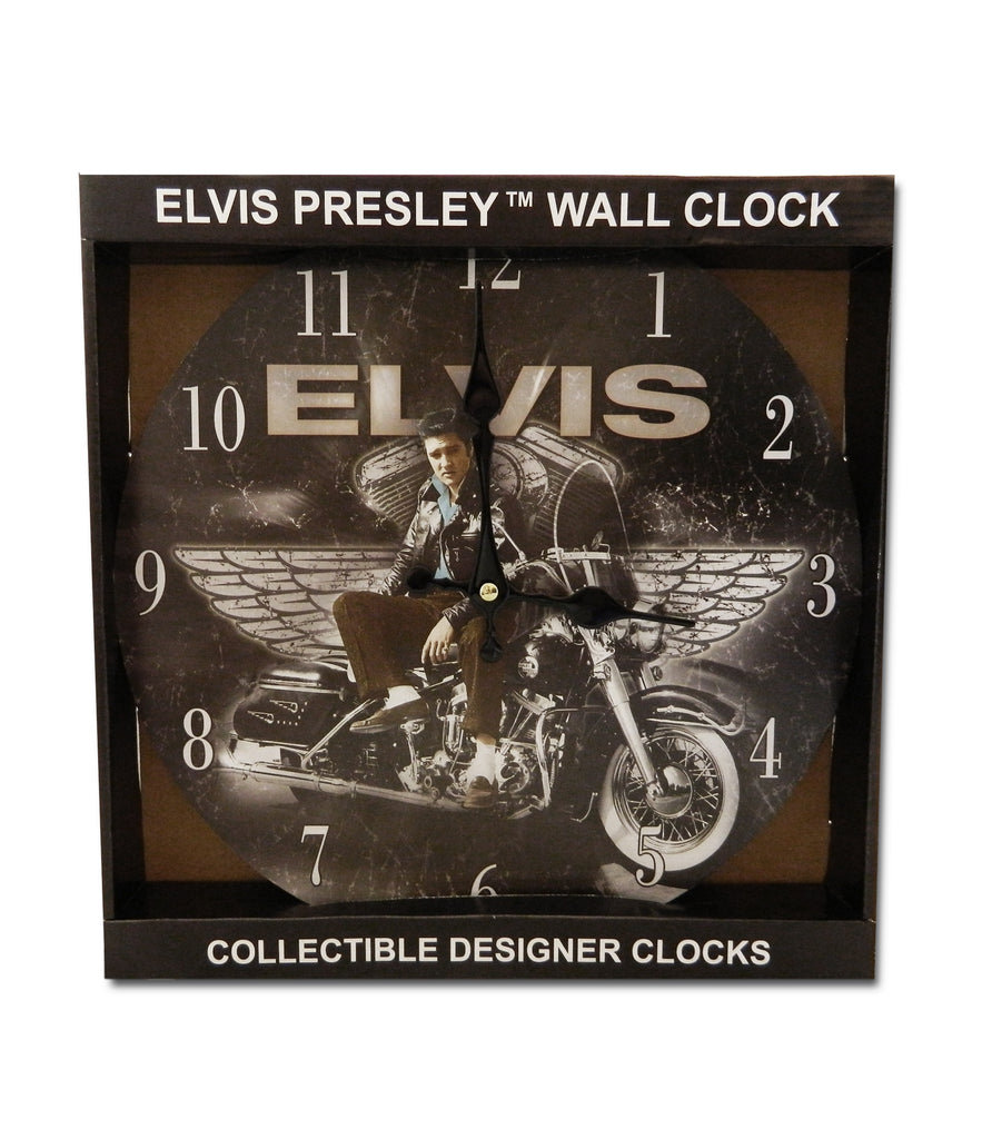 Elvis Clock - Motorcycle With Wings