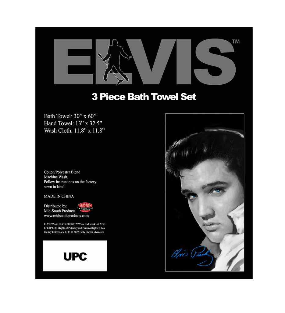 Elvis Bath Towel Blk&WHT - Set 3/PC -