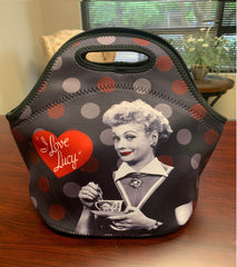 Lucy Lunch Bag - Blk & Red w/Zipper