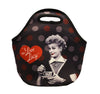 Lucy Lunch Bag - Blk & Red w/Zipper