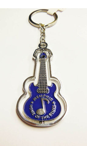 Memphis Key Chain - Guitar Spinner Blue