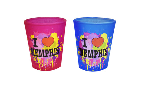 Memphis Shot Glass - I Love Pink/Blue Assorted