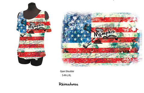 Memphis T-Shirt - Flag w/ Rhinestones