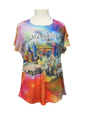 Memphis T-Shirt - Collage Skyline Open Shoulders