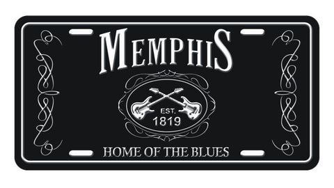 Memphis License Plate - Blk & Wht Est