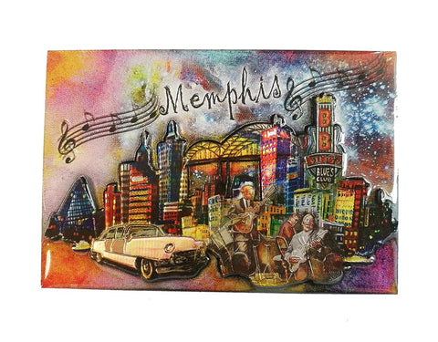 Memphis Magnet - Collage Skyline Laser Foil
