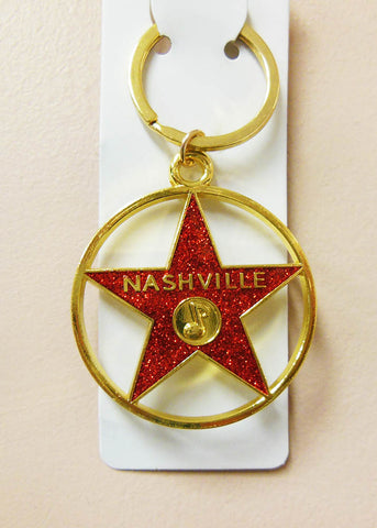 Nashville Key Chain - Star Red Glitter