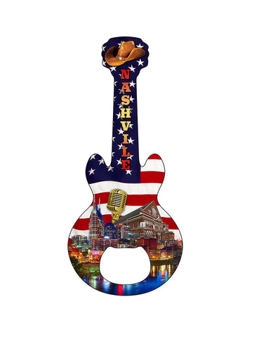 Nashville Bottle Opener and Magnet - Guitar Collage