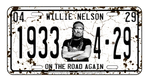 Willie Nelson License Plate - 1933 On The Road Again