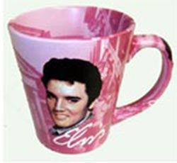 Elvis Mug Pink w/Guitars Latte