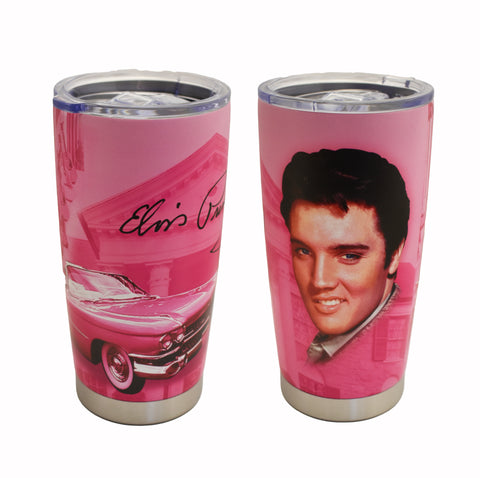 Elvis Thermos Pink w/ Guitars with Locking Top