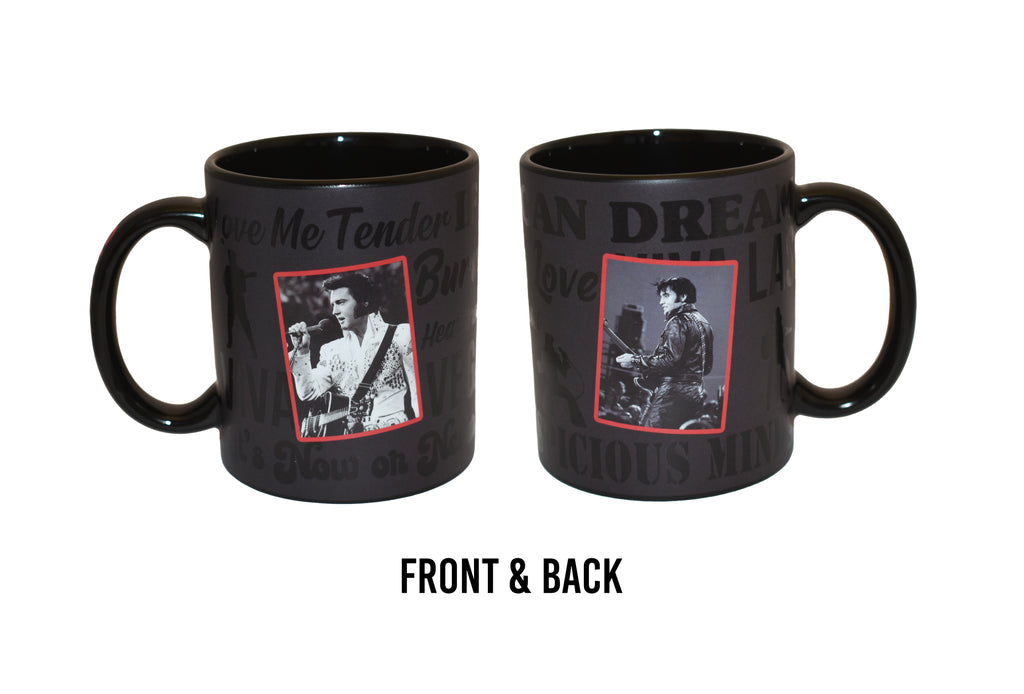 Elvis Mug with Song Titles
