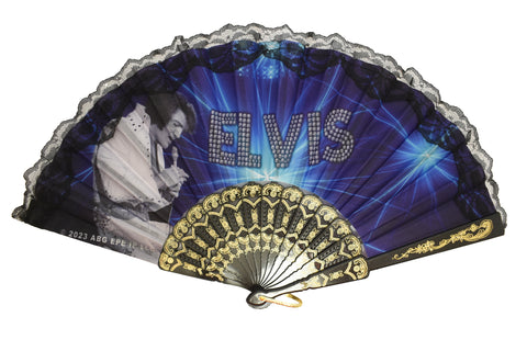 Elvis Hand Fan Blue on stage