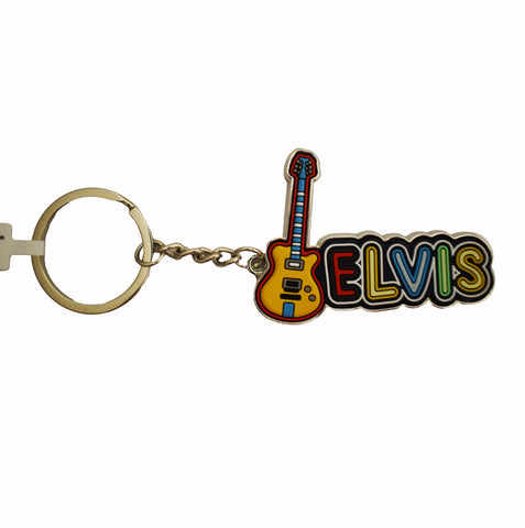 Elvis Key Chain Guitar Lettering PVC/ Metal