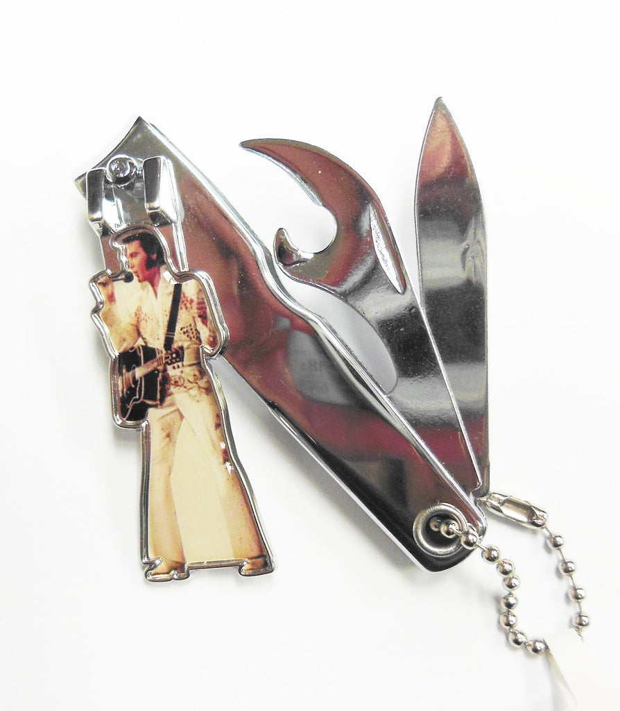 Elvis Key Chain & Nail Clippers - White Jumpsuit