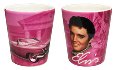 Elvis Shot Glass Pink w/Guitars Ceramic