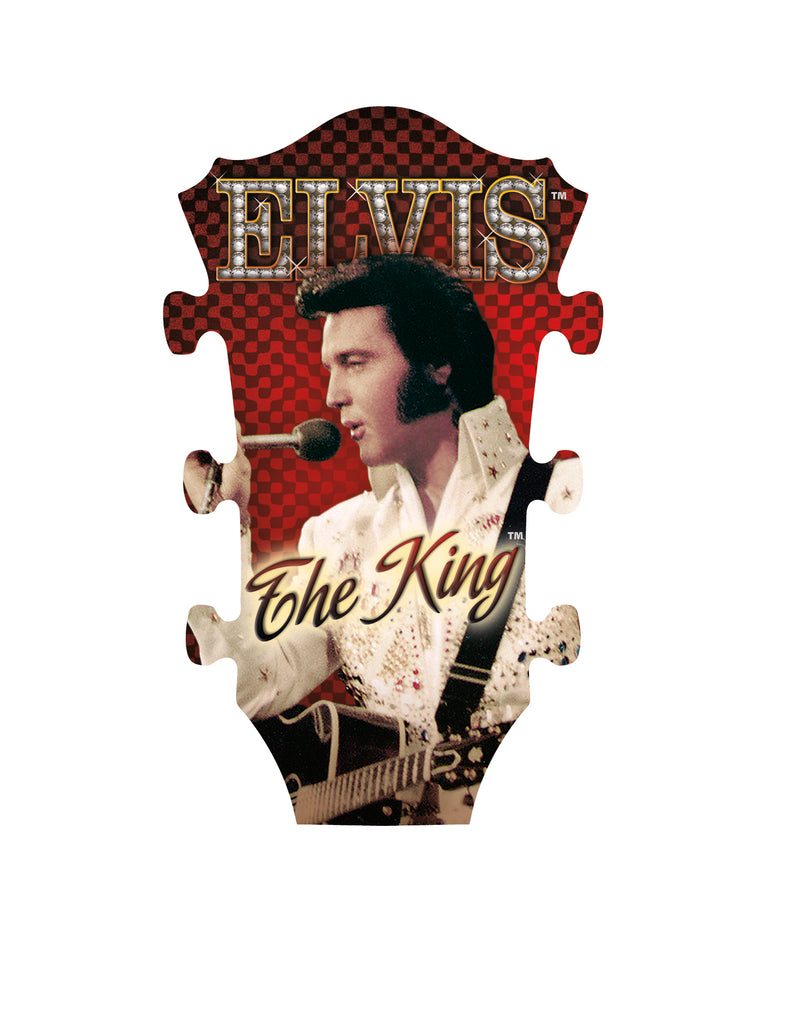 Elvis Pin Guitar Head The King Red