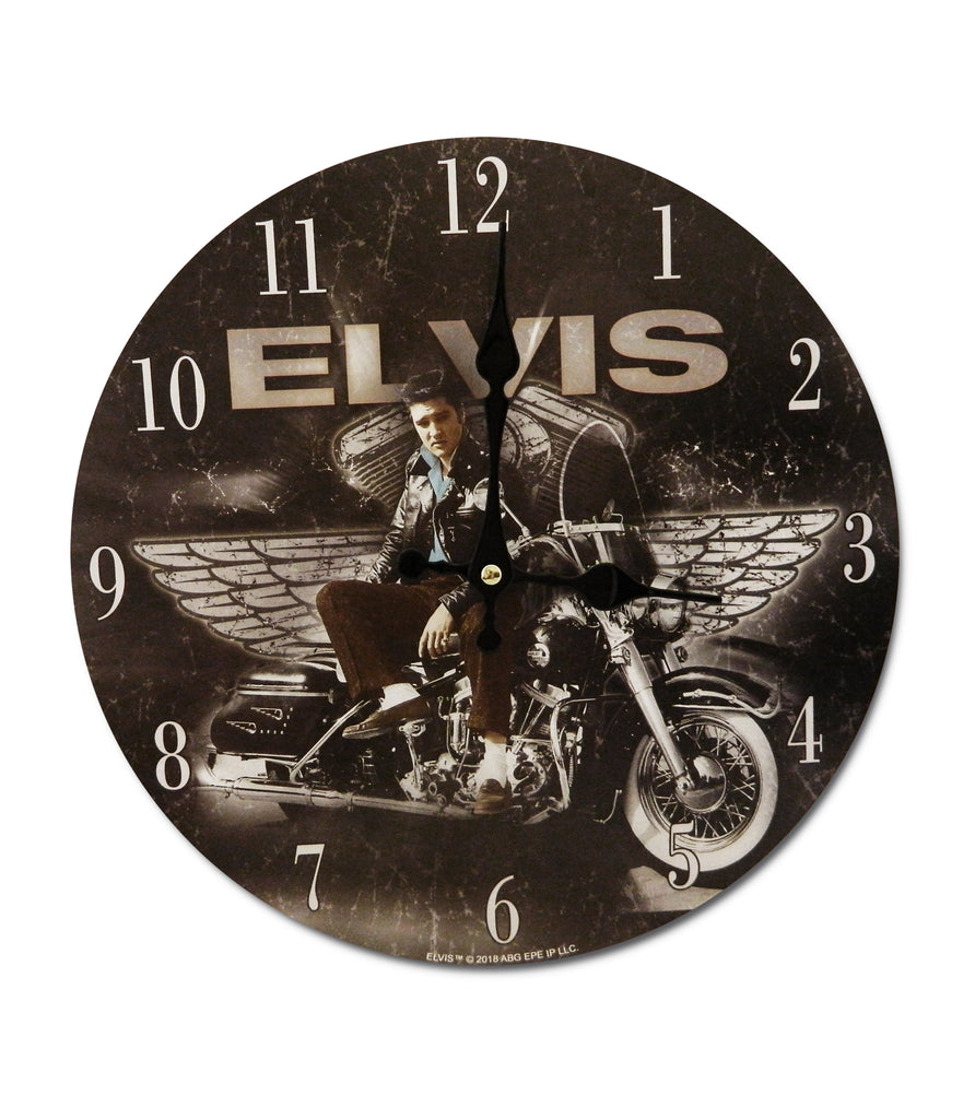 Elvis Clock Motorcycle w/Wings