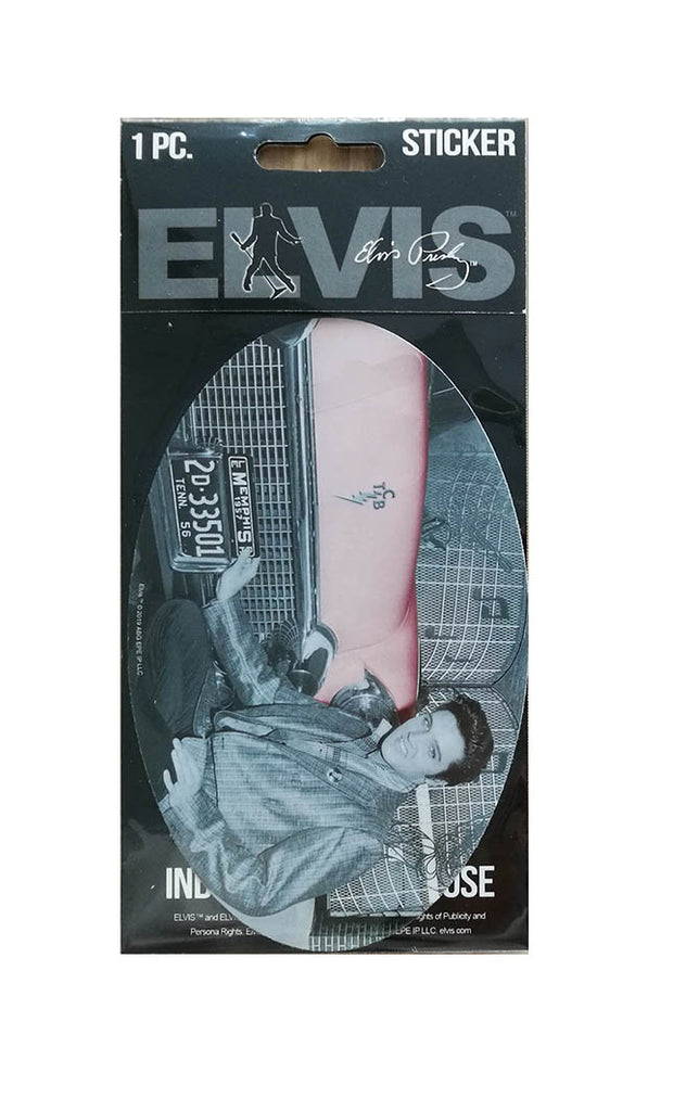 Elvis Sticker Oval w/Car