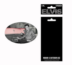 Elvis Sticker Oval w/Car
