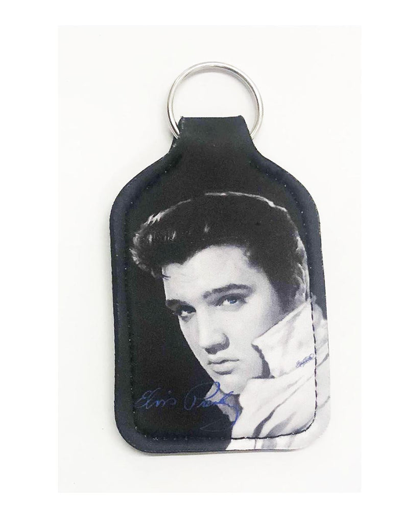 Elvis Key Chain w/Multiuse Pouch: Hand Sanitizer, Lip Stick and others - Blk & Wht