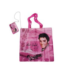 Elvis Bag w/Pouch Pink w/ Guitars
