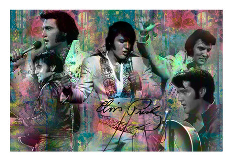 Elvis Postcard Colorful Collage
