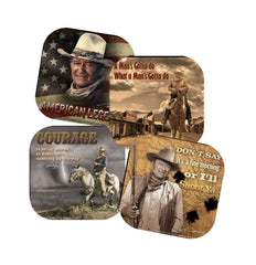 John Wayne Coasters -Set of four:  American Legends- Courage- I'll Shoot...- Man's Got...