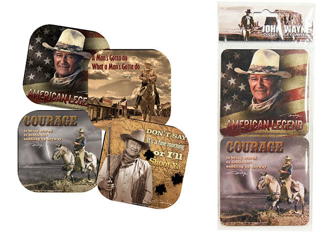 John Wayne Coasters -Set of four:  American Legends- Courage- I'll Shoot...- Man's Got...