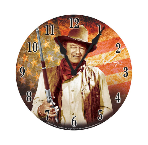John Wayne Clock with Flag