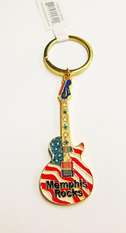 Memphis Key Chain Guitar Flag Rocks