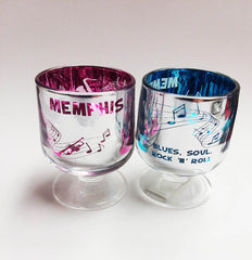Memphis Shot Glass Foil Pink/Blue Asstd -Set/4 -
