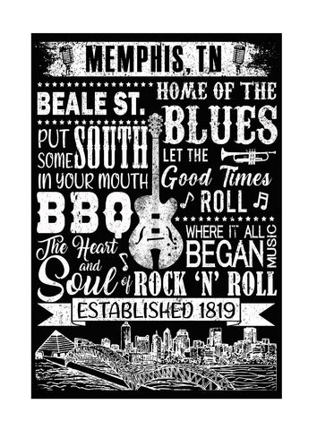 Memphis Postcards - Blk & White Words - Pack of 50