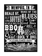Memphis Postcards - Blk & White Words - Pack of 50