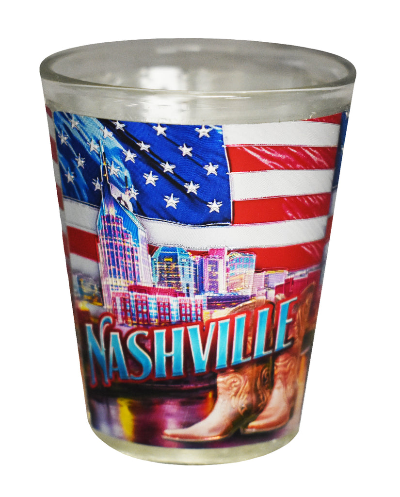 Nashville Shot Glass Foil w/Flag