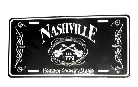Nashville License Plate Blk & Wht