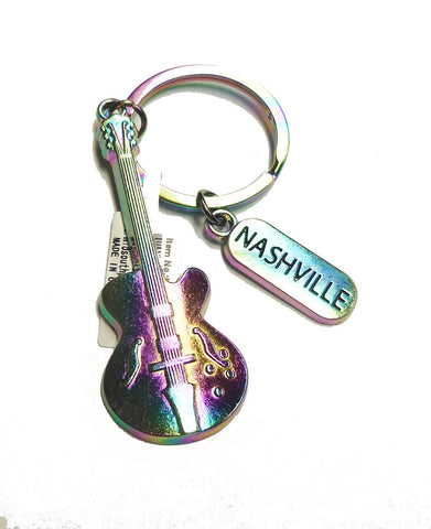 Nashville Key Chain Guitar Rainbow w/Charm