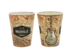 Nashville Shot Glass - Map w/Guitar