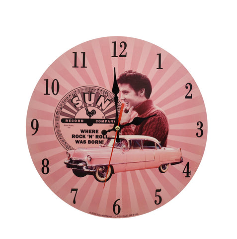 Sun Record Clock Elvis Pink