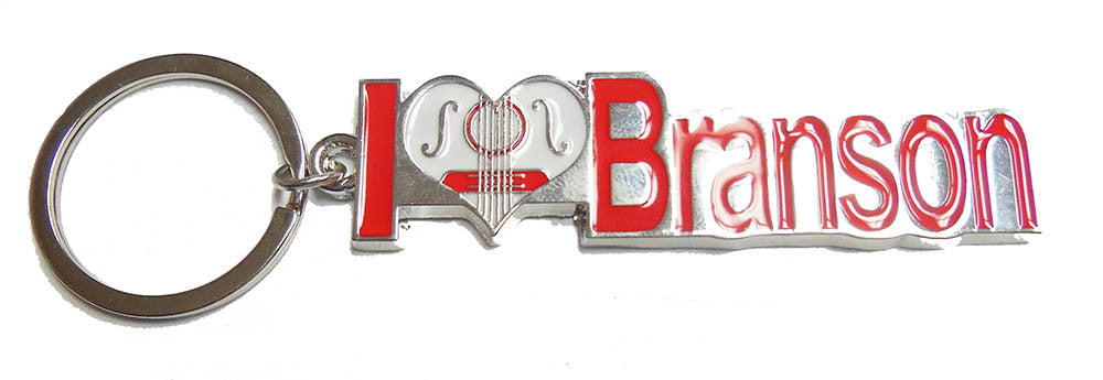 Branson Key Chain I Heart Guitar