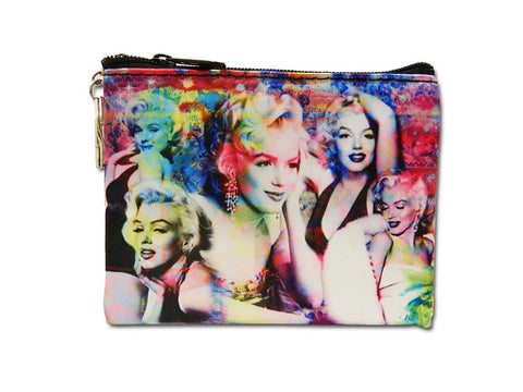 Marilyn Key Chain Coin Purse Colorful Collage