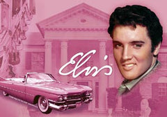 Elvis Postcard Pink w/Guitars