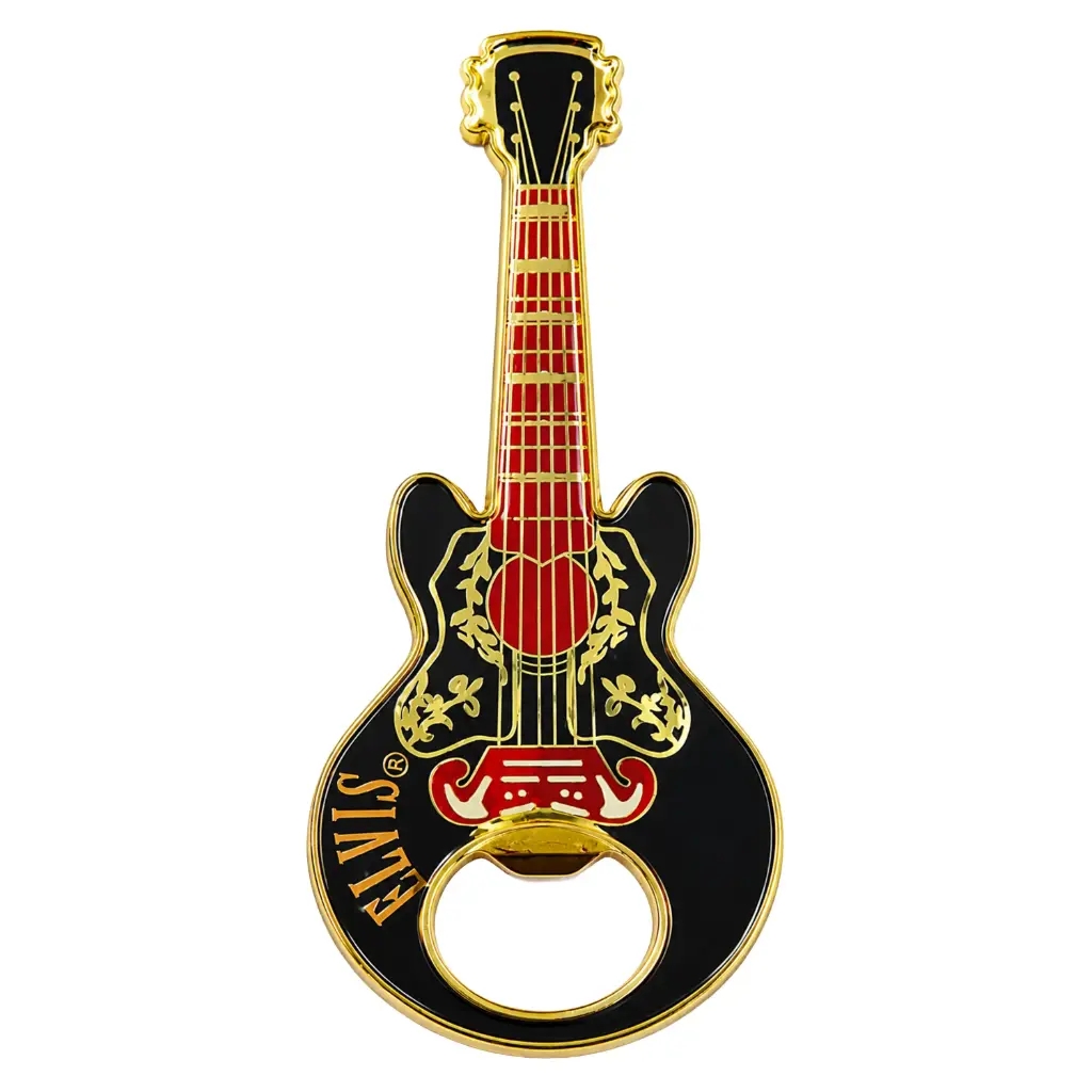 [E8060A] Elvis Bottle Opener And Magnet - Guitar Black