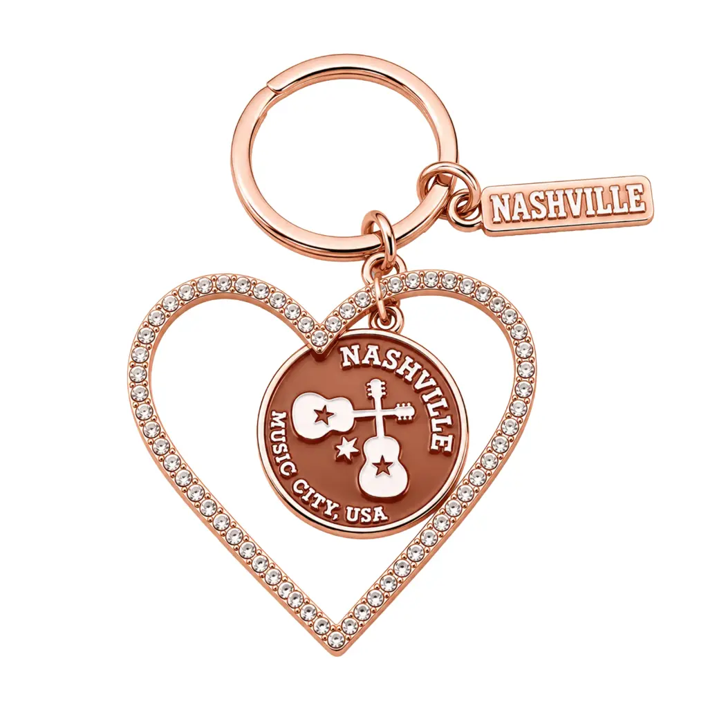 [N7085] Nashville Keychain - Rose Gold Heart