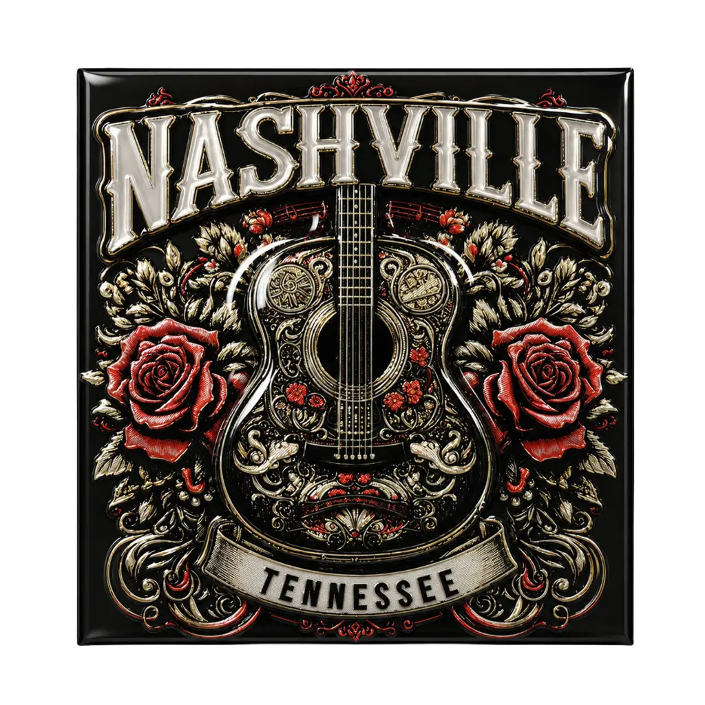 [N7112] Nashville Magnet - Guitar with Roses