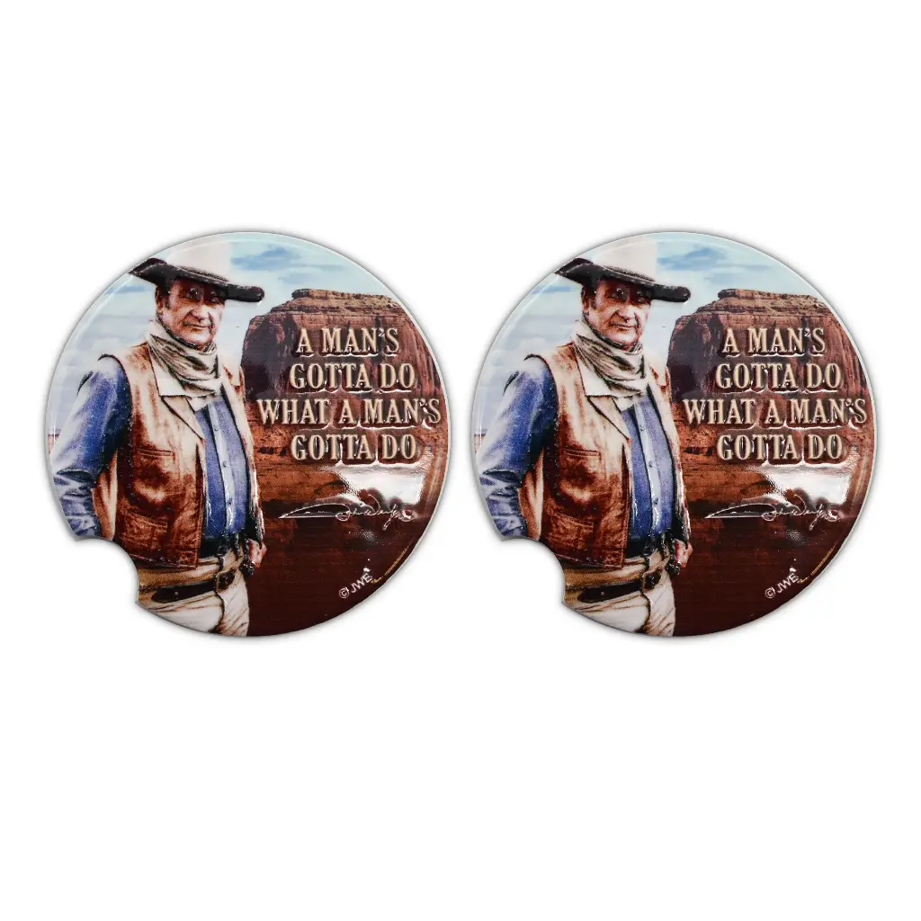 John Wayne Car Coasters Set of 2 - Standing