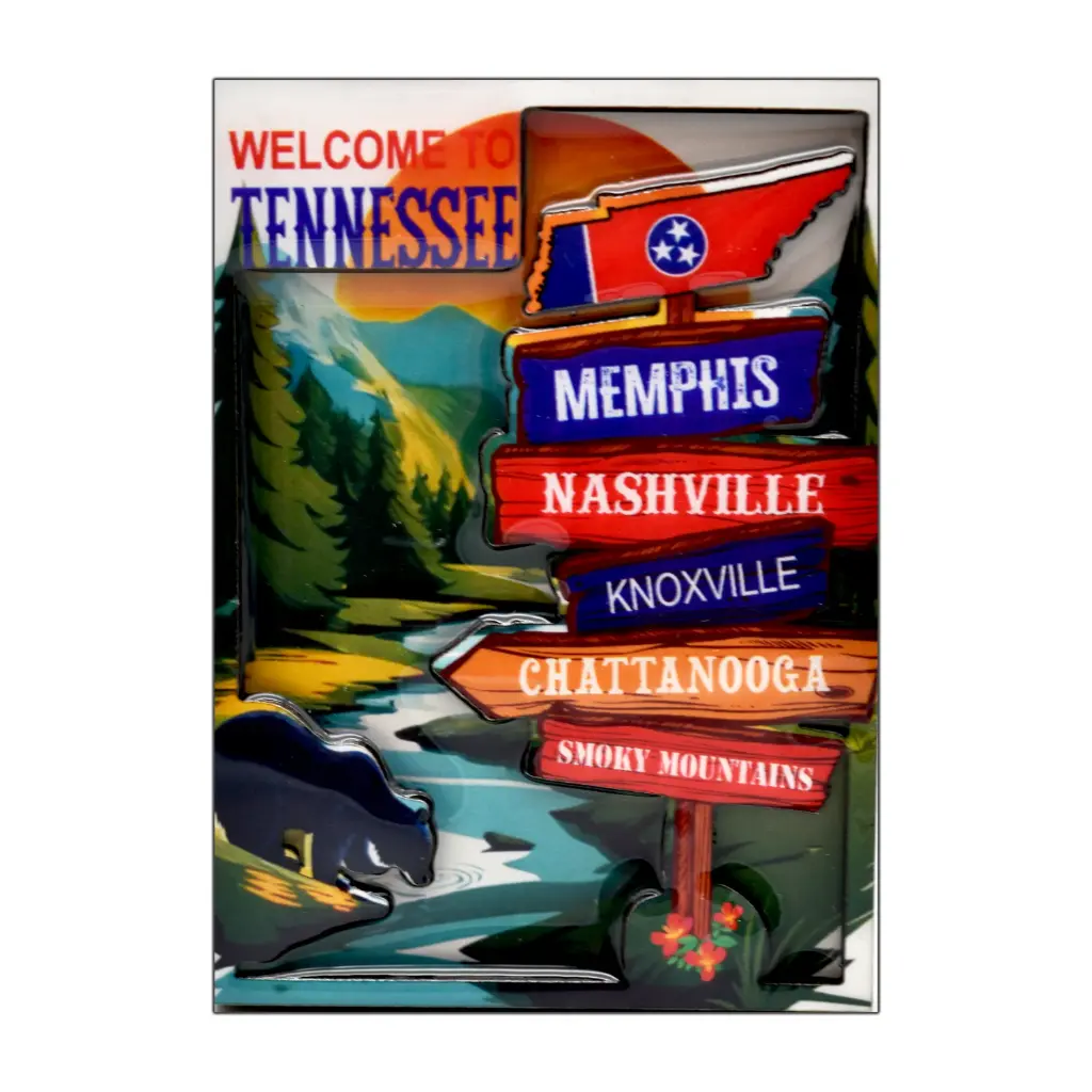 Tennessee Magnet -  Cities Sign Post Laser 3D